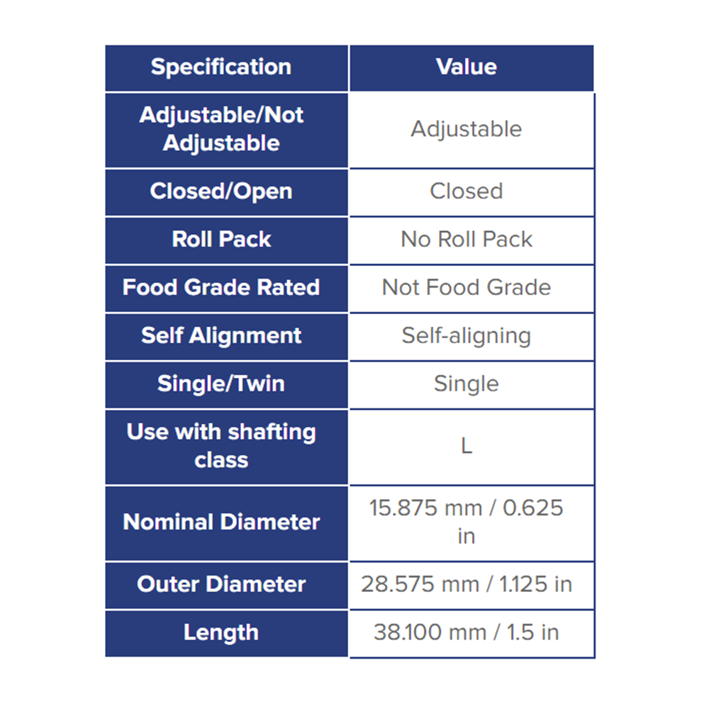 SSU10 THOMSON BALL BUSHING<BR>SSU SERIES 5/8" CLOSED LINEAR BEARING SELF ALIGNING ADJUSTABLE 620 LBF